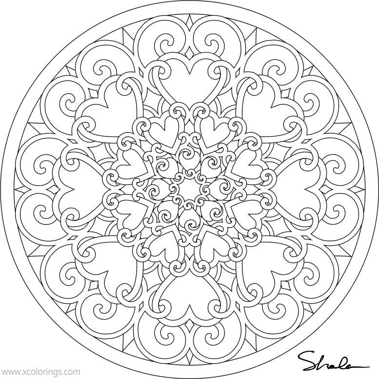 Free Valentines Mandala Heart Coloring Pages printable