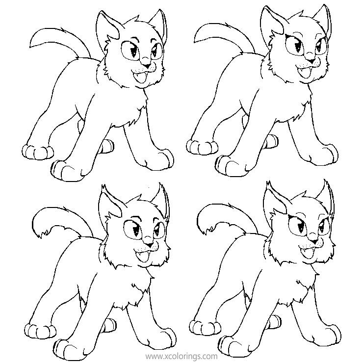 Free Warrior Cat Coloring Pages Four Copies printable