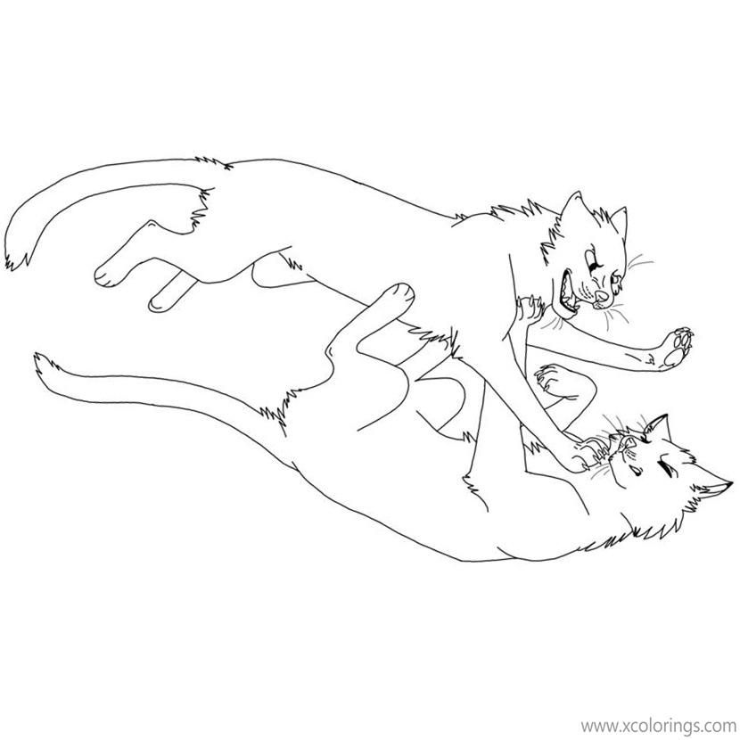 Free Warrior Cat Coloring Pages Two Cats Fighting printable