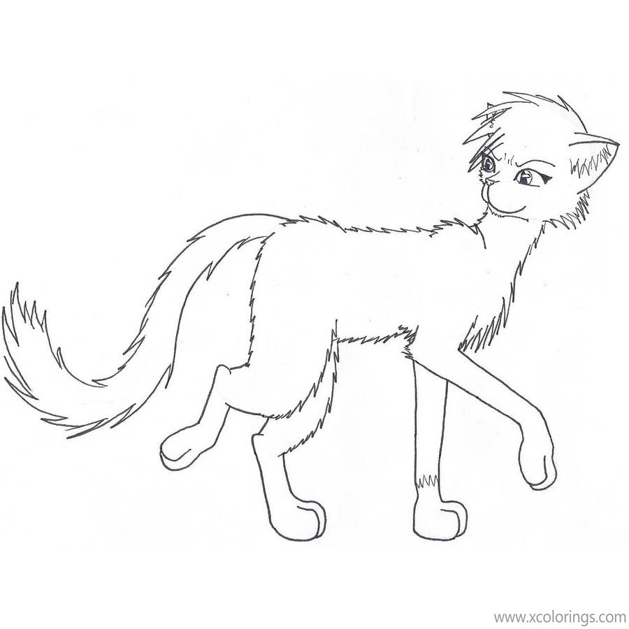 Free Warrior Cat Coloring Pages with Long Tail printable