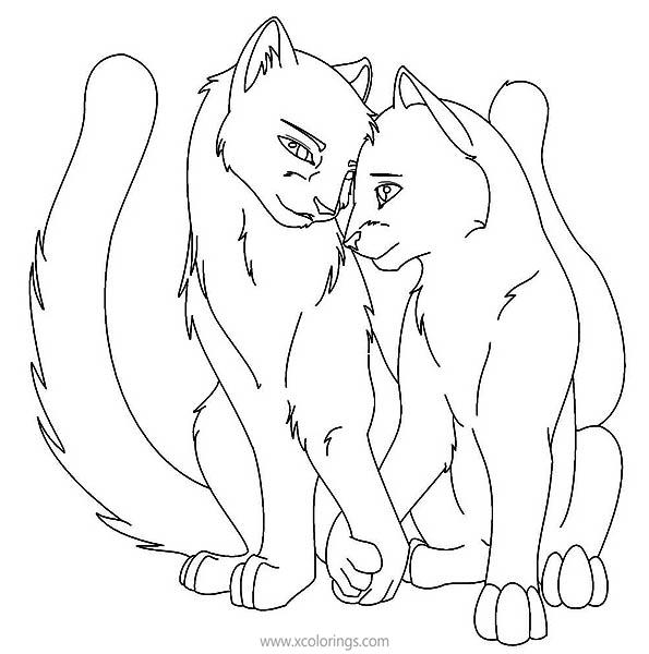 Free Warrior Cat Couple Coloring Pages printable