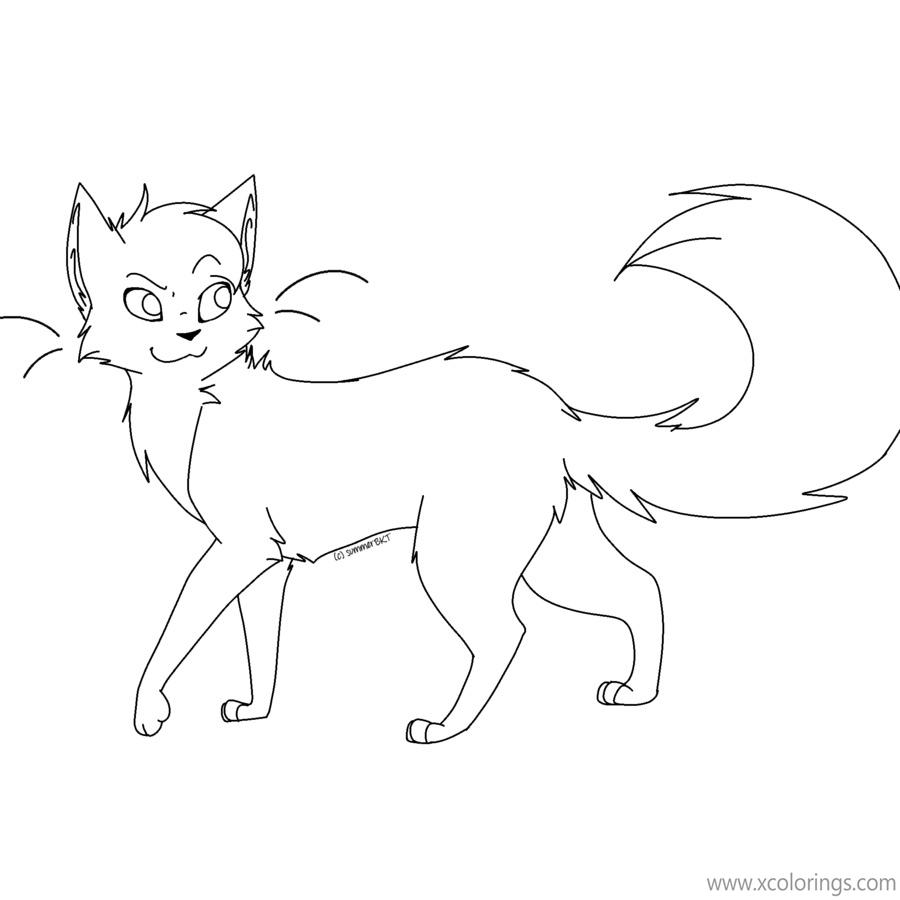 Free Warrior Cat with Big Tail Coloring Pages printable