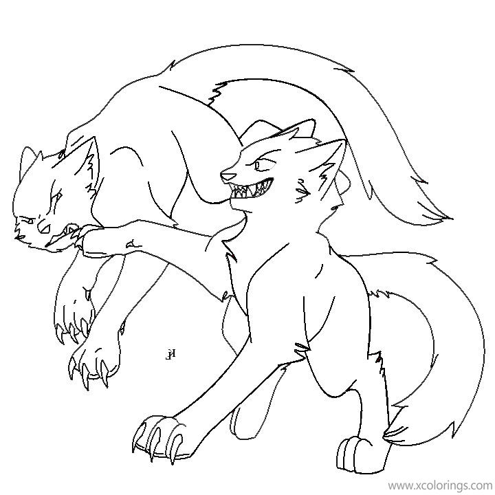 Free Warrior Cats Fighting Coloring Pages printable