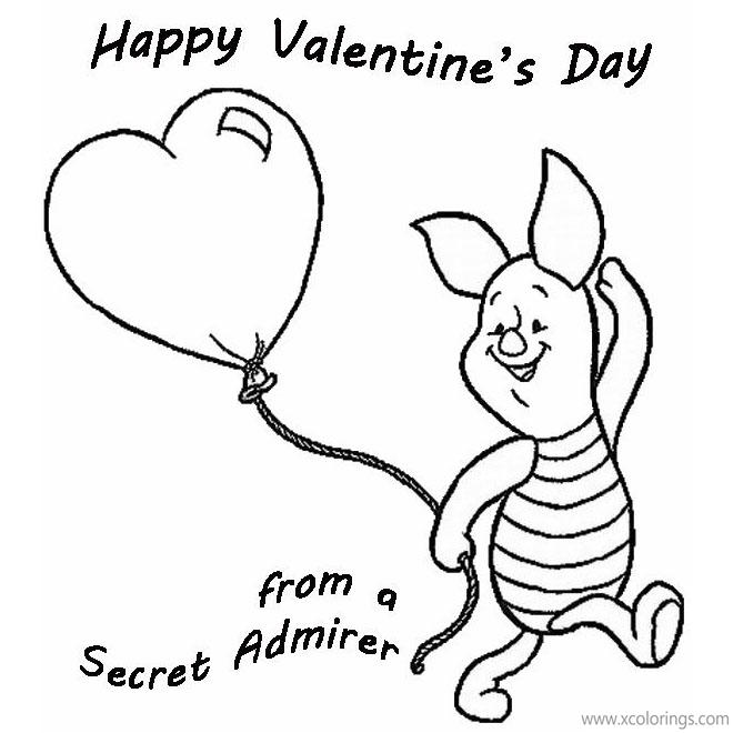 Free Winnie the Pooh Happy Valentines Day Coloring Pages printable