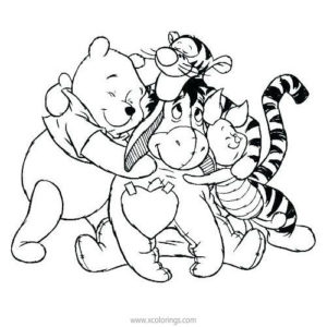 Winnie the Pooh and Tigger Valentines Day Coloring Pages - XColorings.com