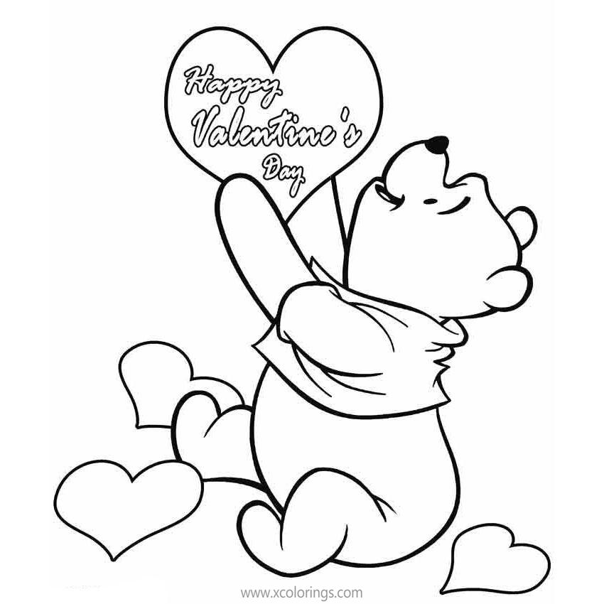 Free Winnie the Pooh Valentines Coloring Pages Happy Valentine's Day printable