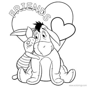 Winnie the Pooh Valentines Day Heart Coloring Pages - XColorings.com
