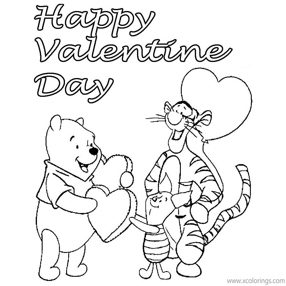 Free Winnie the Pooh Valentines Day Coloring Pages printable