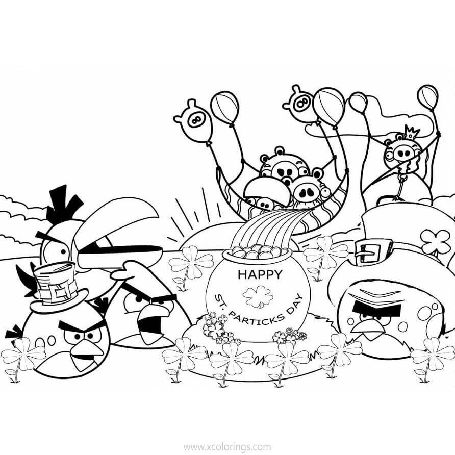 Free Angry Bird St. Patricks Day Coloring Pages printable