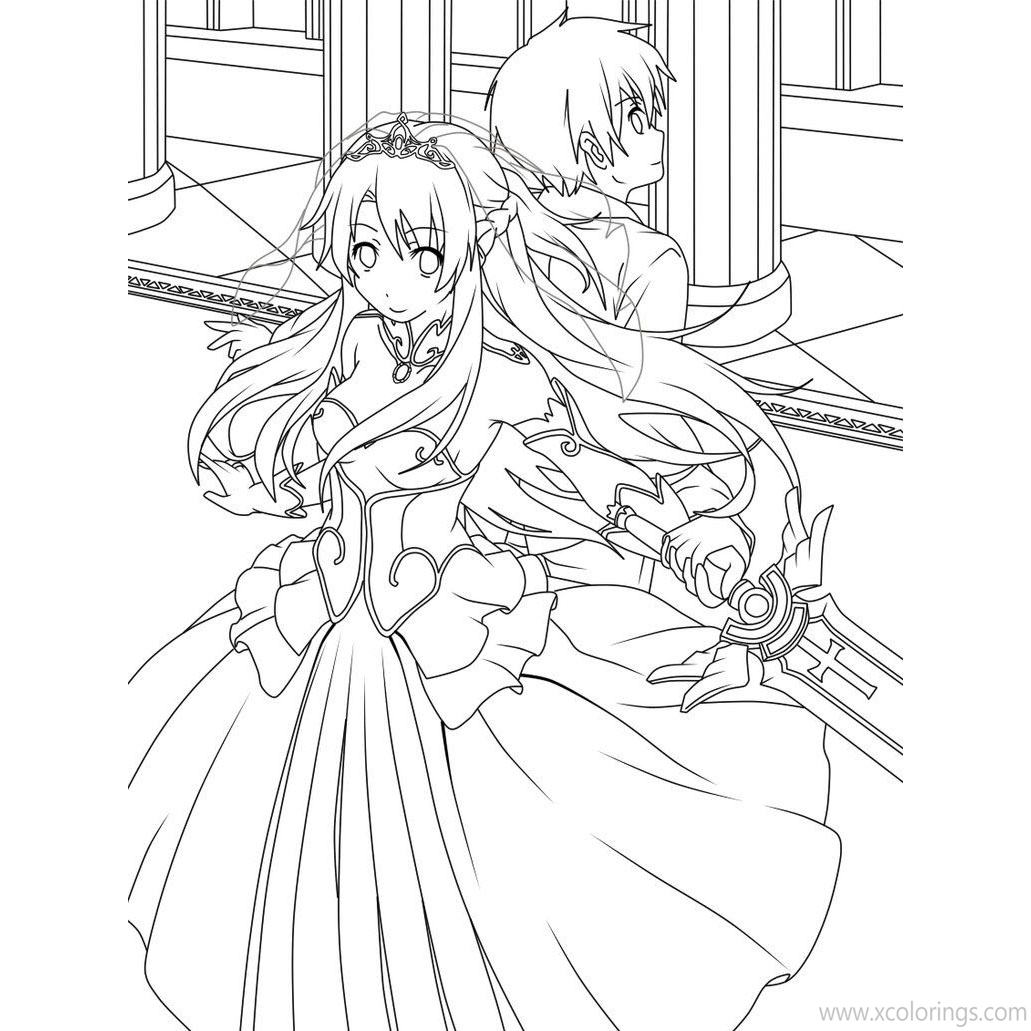 Sword Art Online Coloring Pages Kirigaya Suguha Lineart  XColorings.com