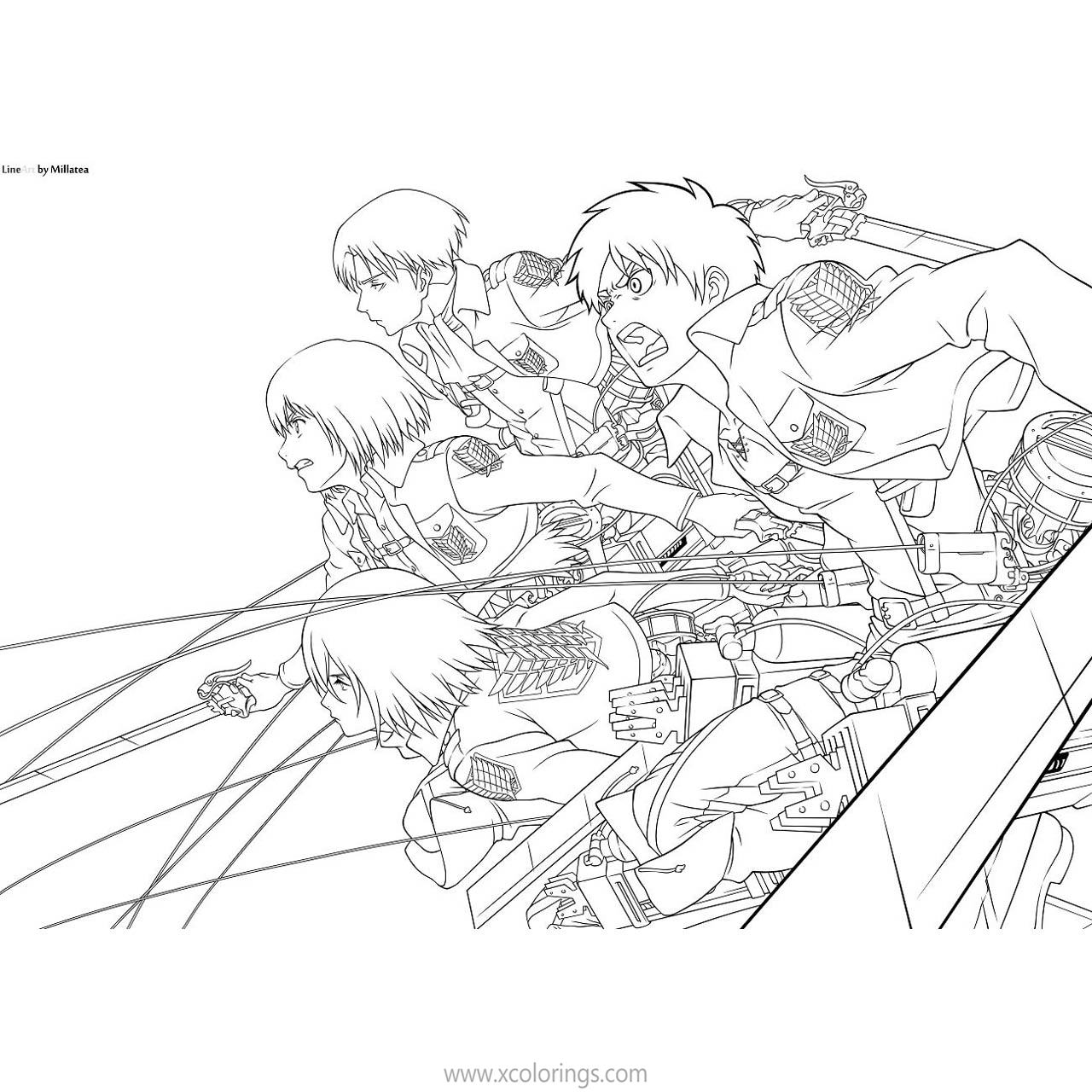 Attack On Titan Coloring Pages Characters Fanart by Millatea