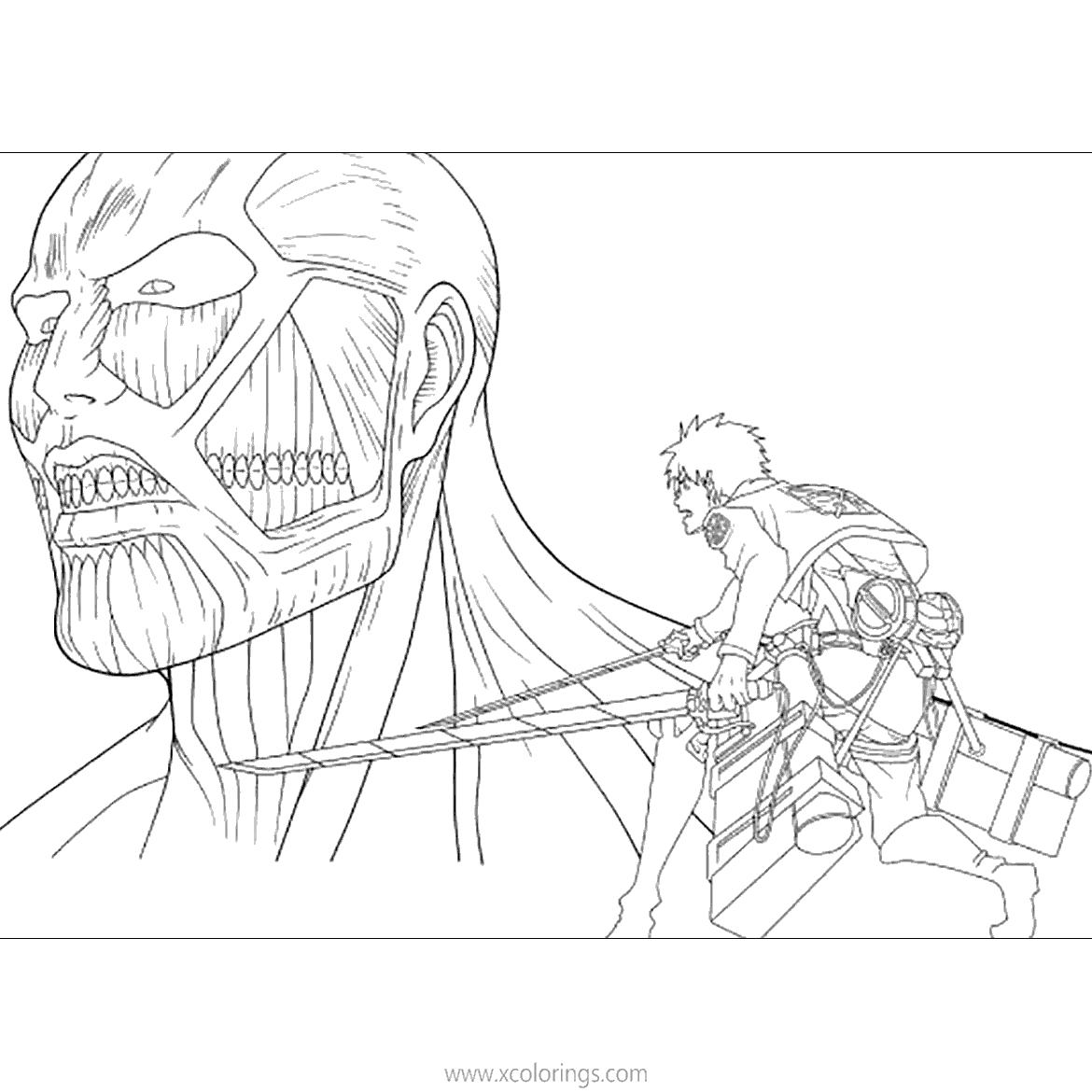 Free Attack On Titan Coloring Pages Colossal Titan printable