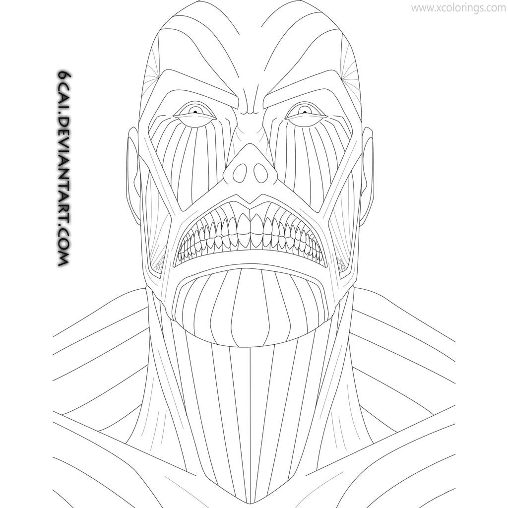 Free Attack On Titan Coloring Pages Face of Titan printable