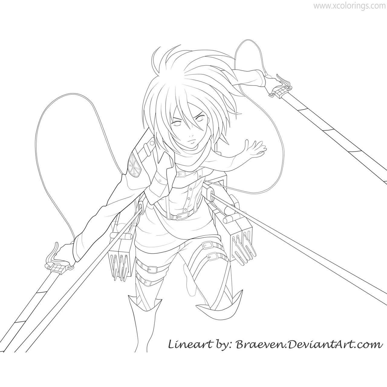 Free Attack On Titan Coloring Pages Fanart by Braeven printable