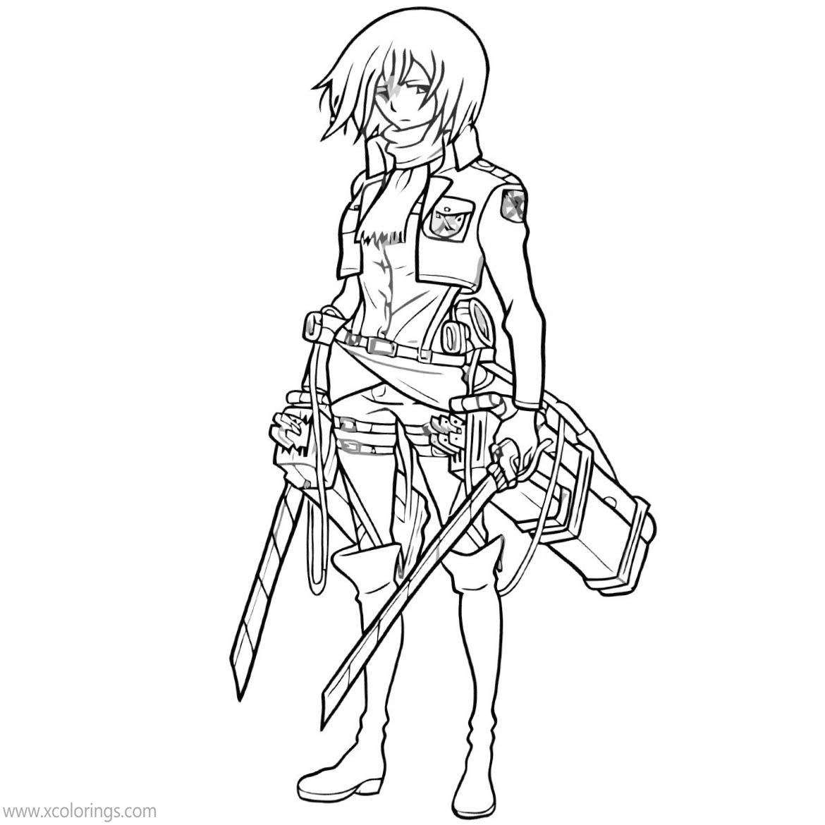 Free Attack On Titan Coloring Pages Girl Character printable