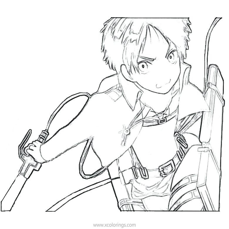 Free Attack On Titan Coloring Pages Levi is Fighting printable