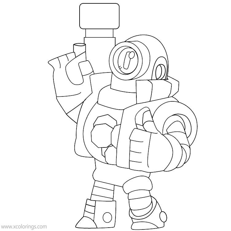 Brawl Stars Rico Coloring Pages with Logo - XColorings.com