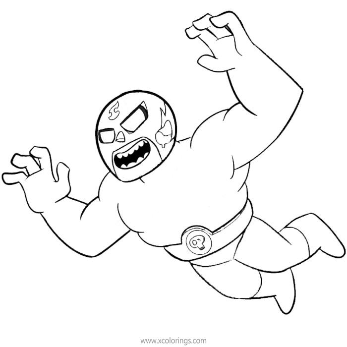 Free Brawl Stars Coloring Pages El Primo is Flying printable
