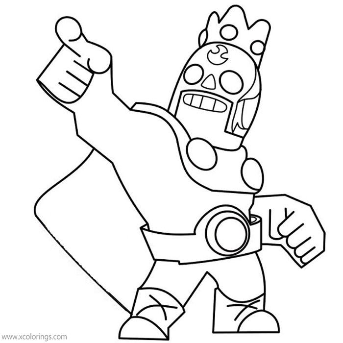 Free Brawl Stars Coloring Pages El Primo with Crown printable