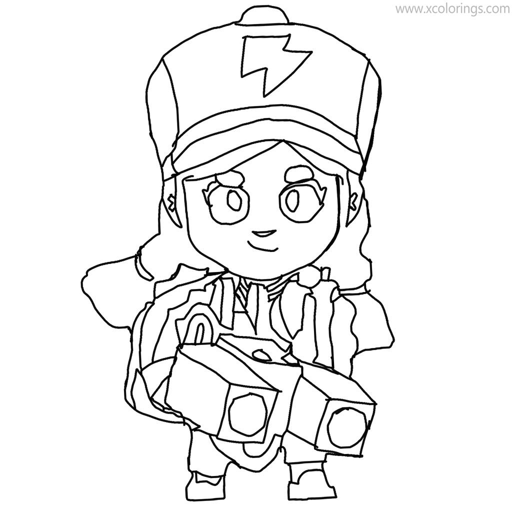 Free Brawl Stars Coloring Pages Little Girl Shelly printable
