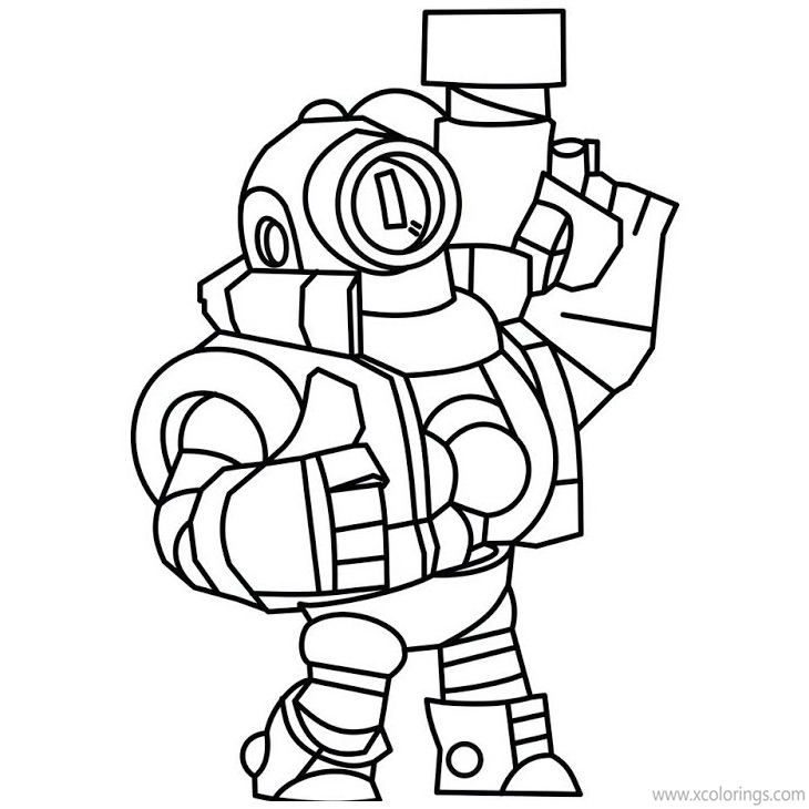 Brawl Stars Coloring Pages Rico Lineart - XColorings.com