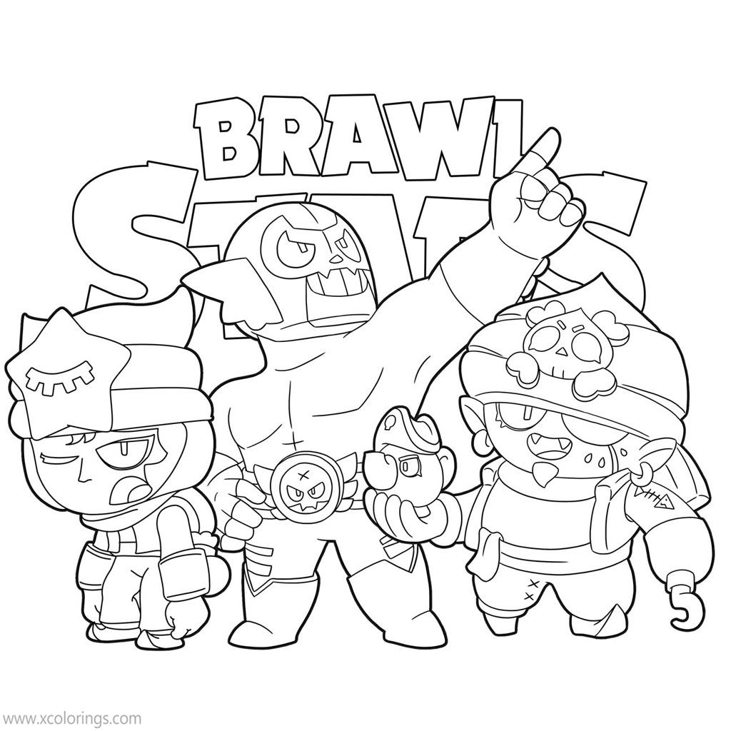 Free Brawl Stars Coloring Pages Sandy and Brawler Friends printable