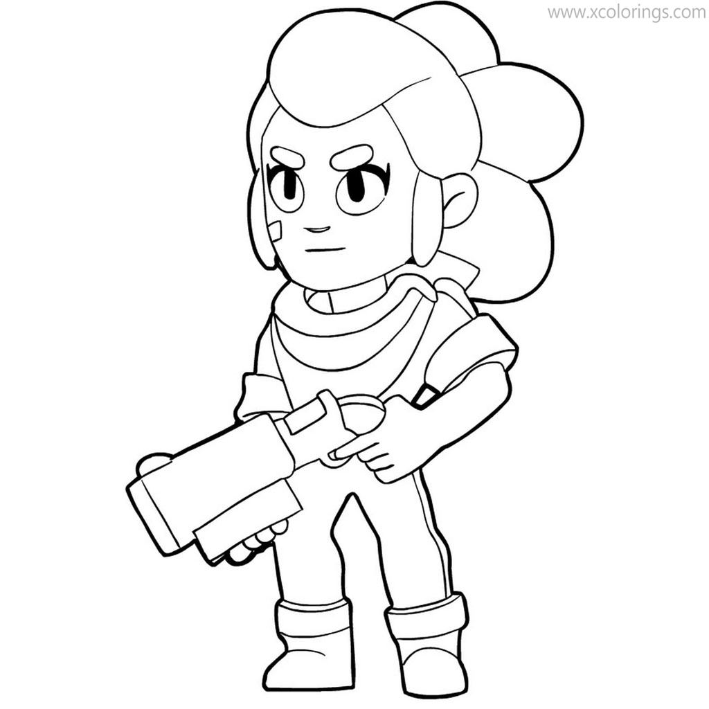 Free Brawl Stars Coloring Pages Shelly Black and White printable