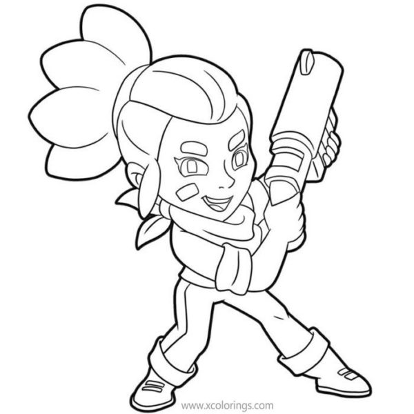 Brawl Stars Coloring Pages Shelly Black and White - XColorings.com