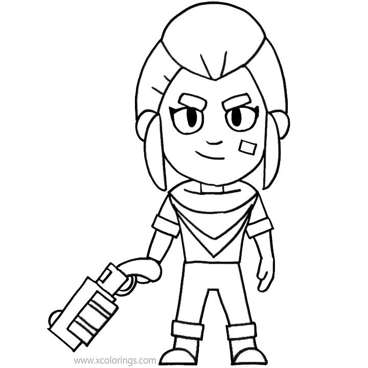 Free Brawl Stars Coloring Pages Shelly without Hat printable