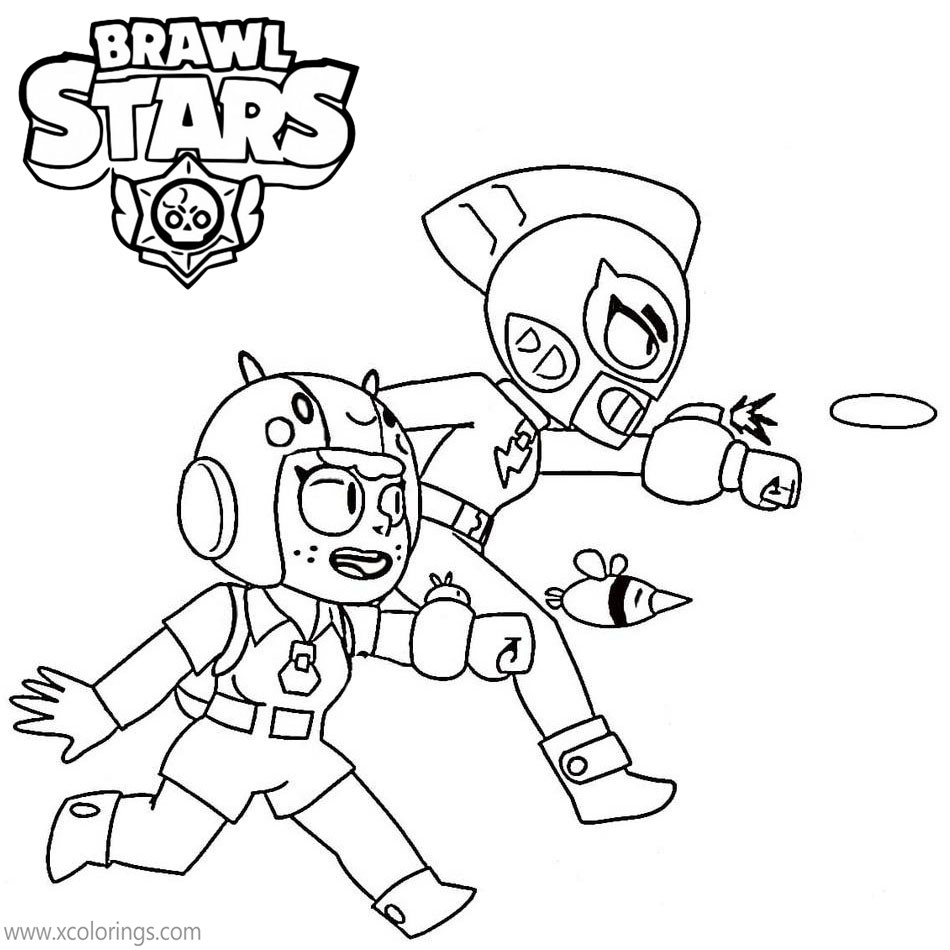 Free Brawl Stars Max and Bea Coloring Pages printable