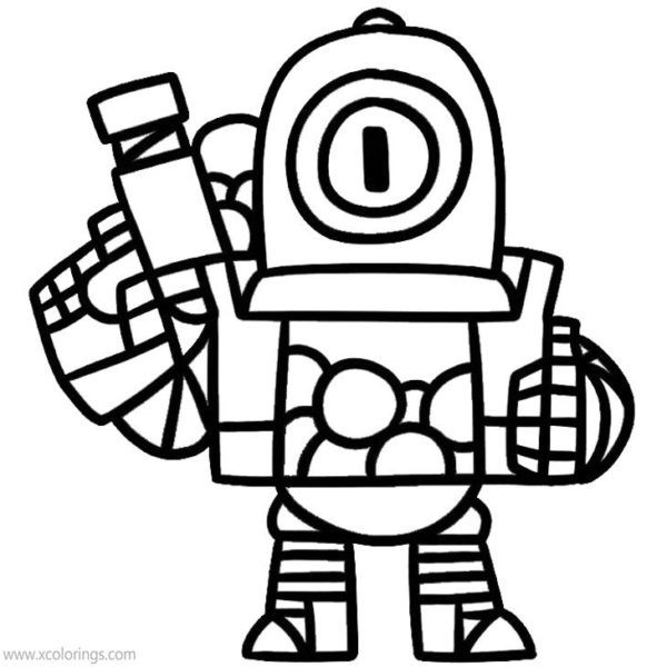 Brawl Stars Rico Coloring Pages with Logo - XColorings.com