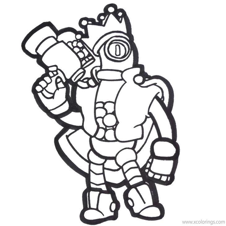 Free Brawl Stars Rico Coloring Pages Loaded Rico Outline printable