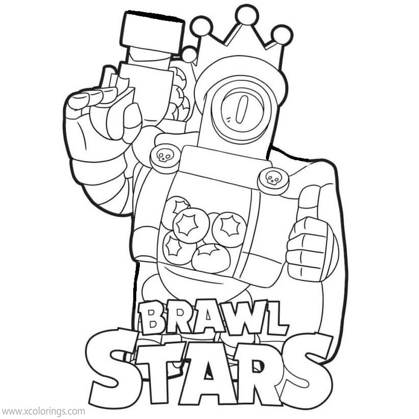 Free Brawl Stars Rico Coloring Pages with Logo printable
