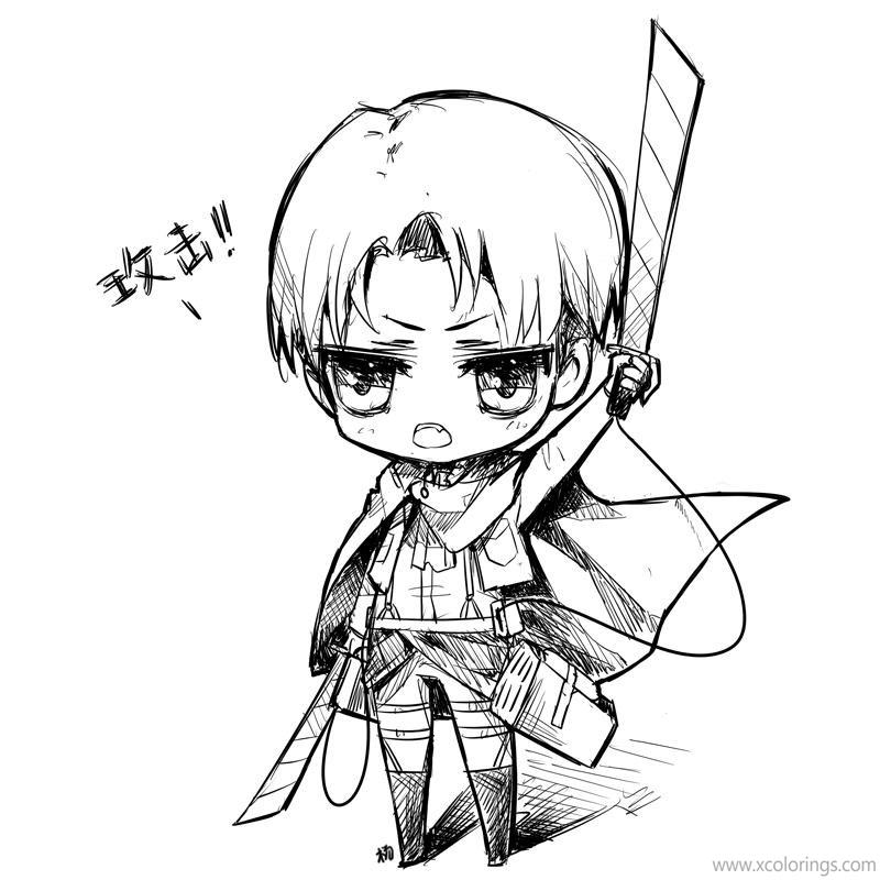 Free Chibi Levi from Attack On Titan Coloring Pages printable