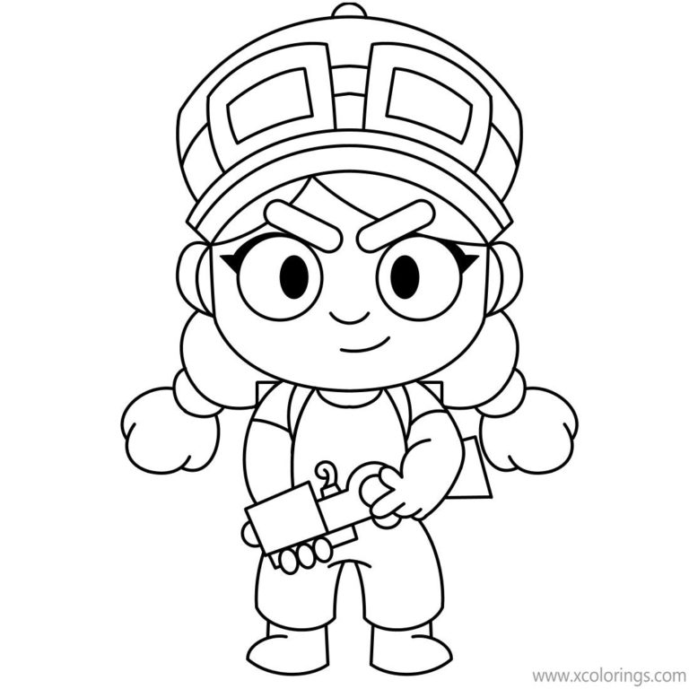 Brawl Stars Coloring Pages Shelly Black and White - XColorings.com