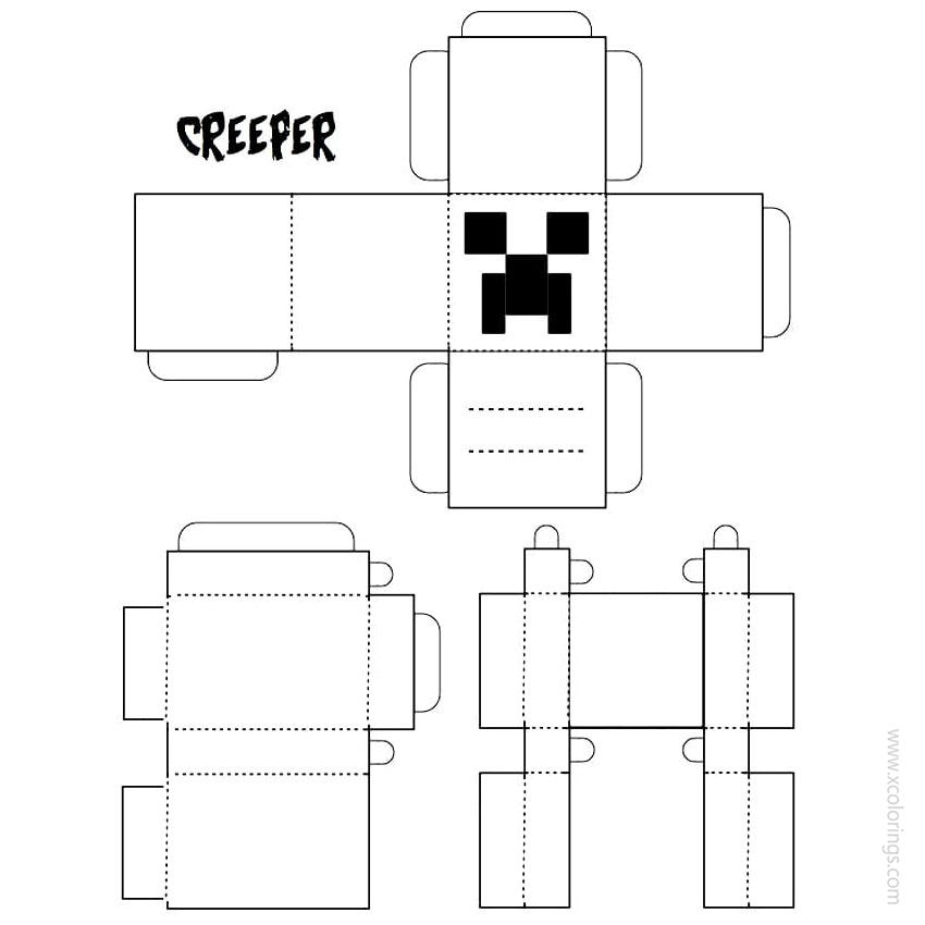 Free Creeper Coloring Pages Craft Template printable