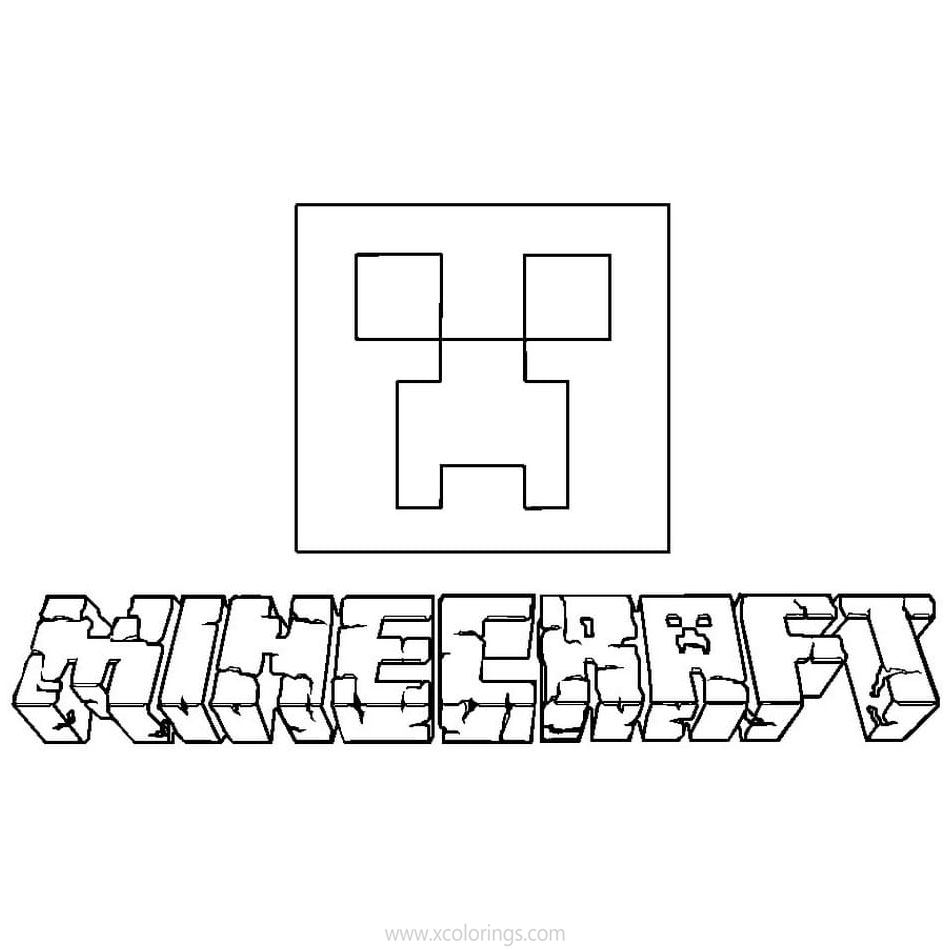 Free Creeper Coloring Pages with Minecraft Logo printable