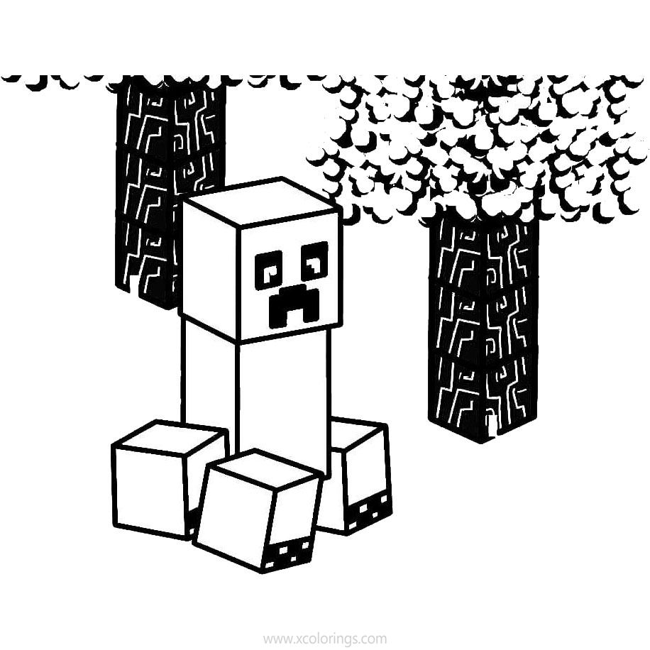 Free Creeper Under the Tree Coloring Pages printable