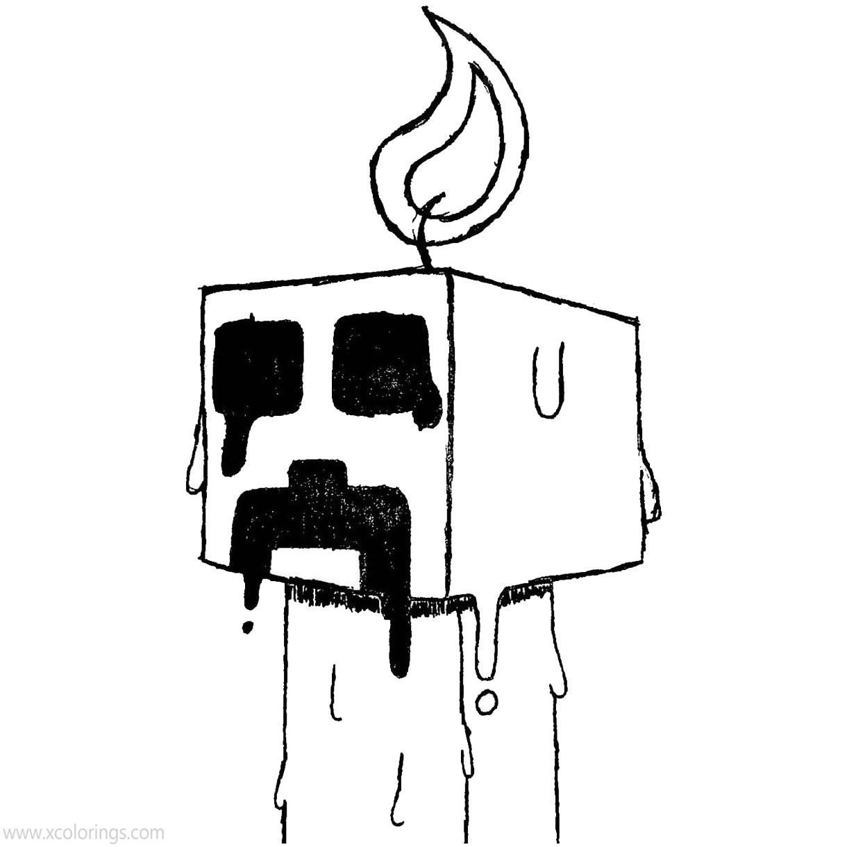 Free Creeper as Candle Coloring Pages printable