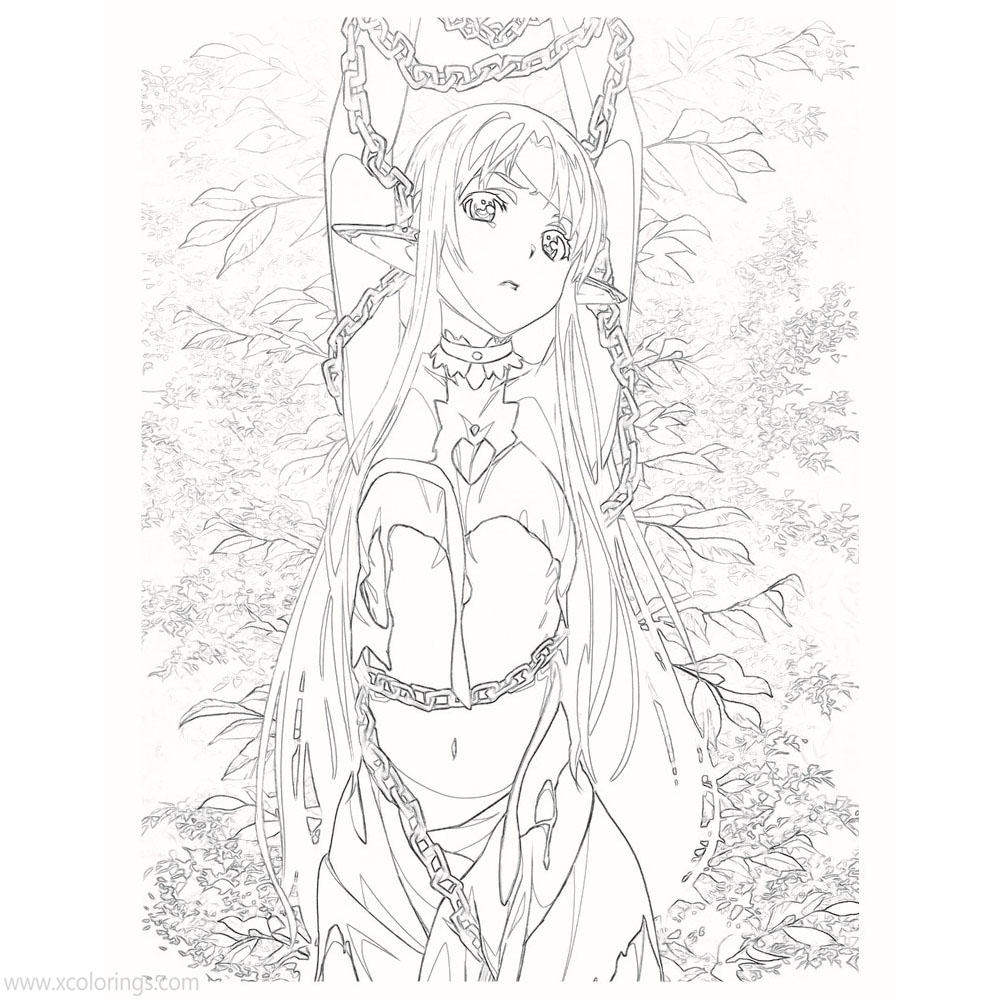 Free Cute Asuna from Sword Art Online Coloring Pages printable