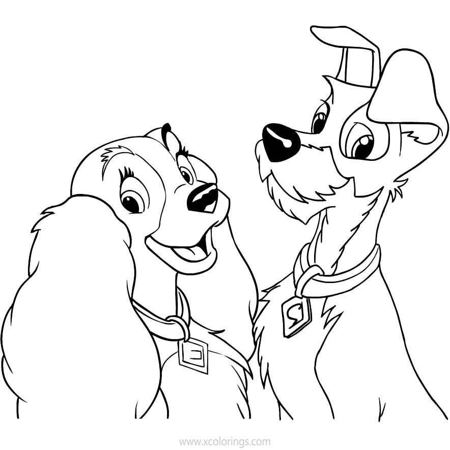 Free Disney Lady and the Tramp Coloring Pages printable