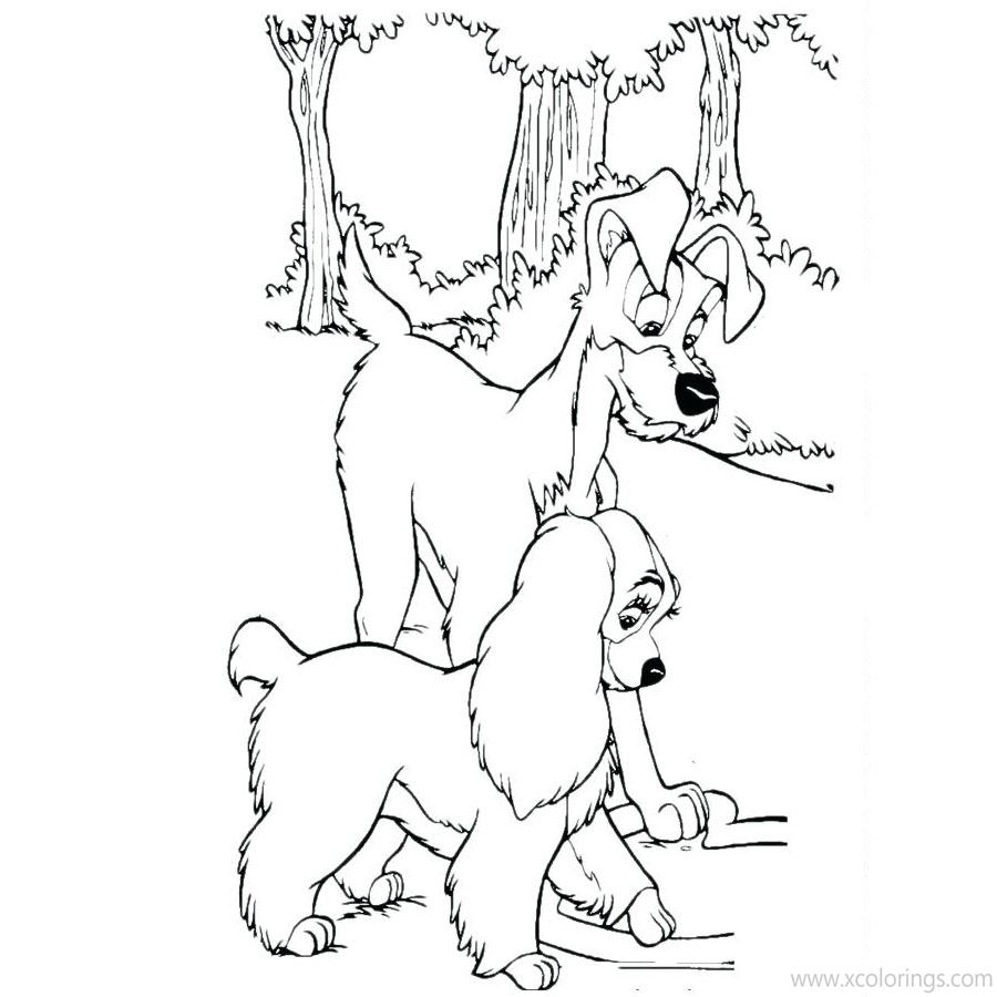 Free Dogs Lady and the Tramp Coloring Pages printable