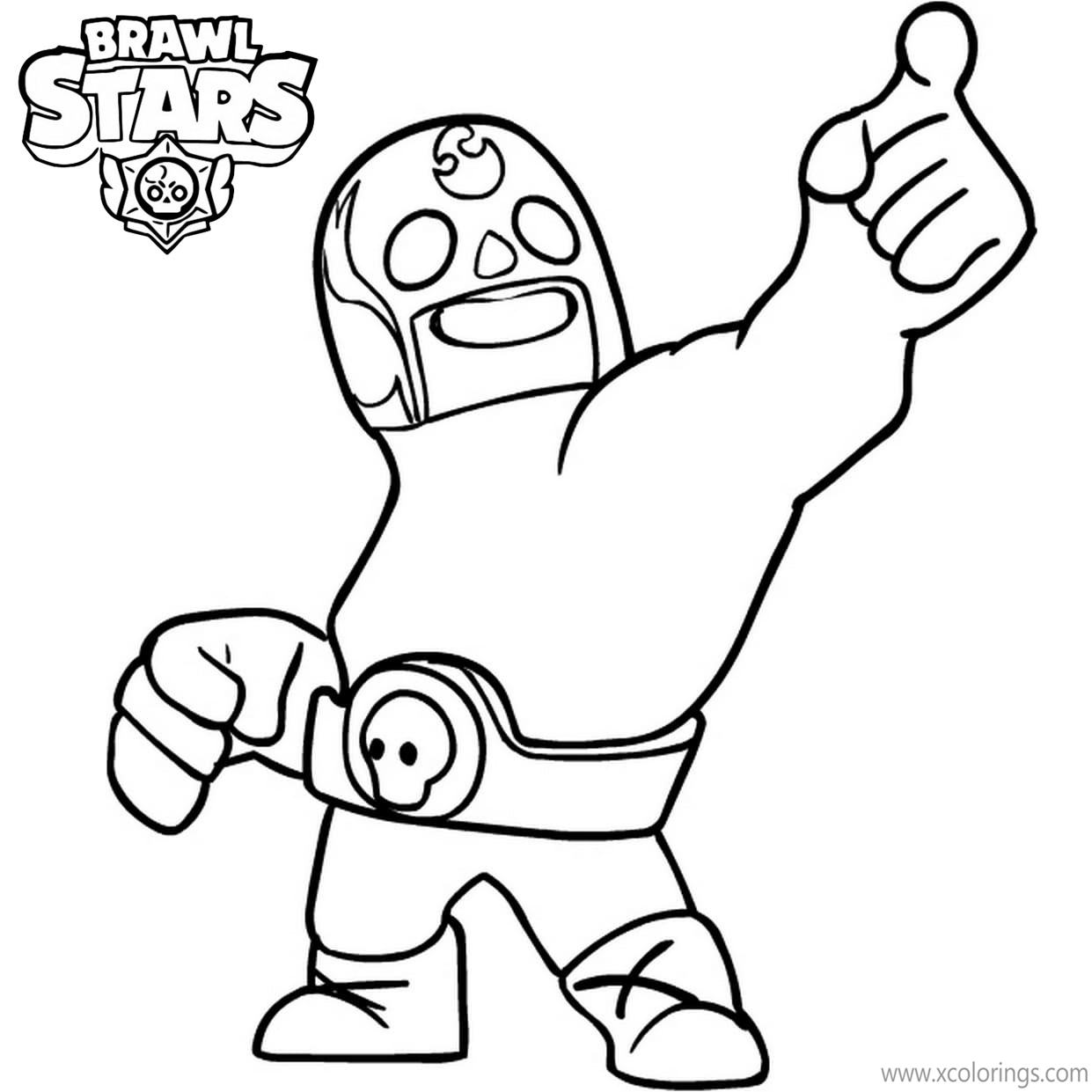 Free El Primo Brawl Stars Coloring Pages Black and White printable