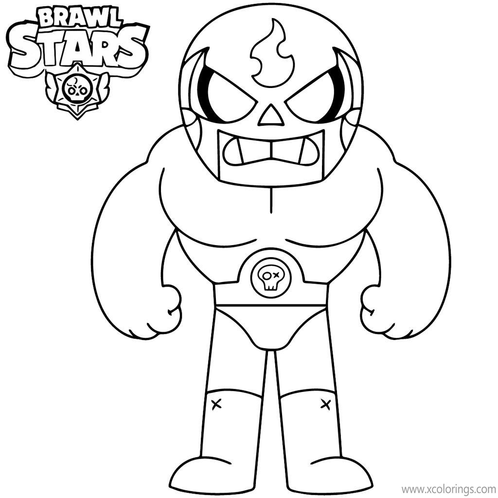 Free El Primo Brawl Stars Coloring Pages El Primo Attacks with His Fists printable