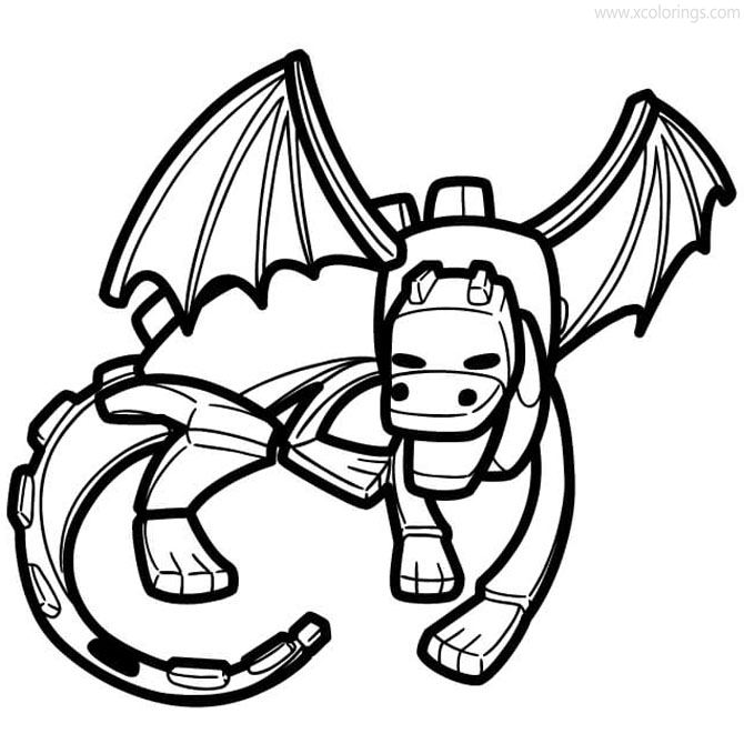 Free Ender Dragon Coloring Pages Black and White printable