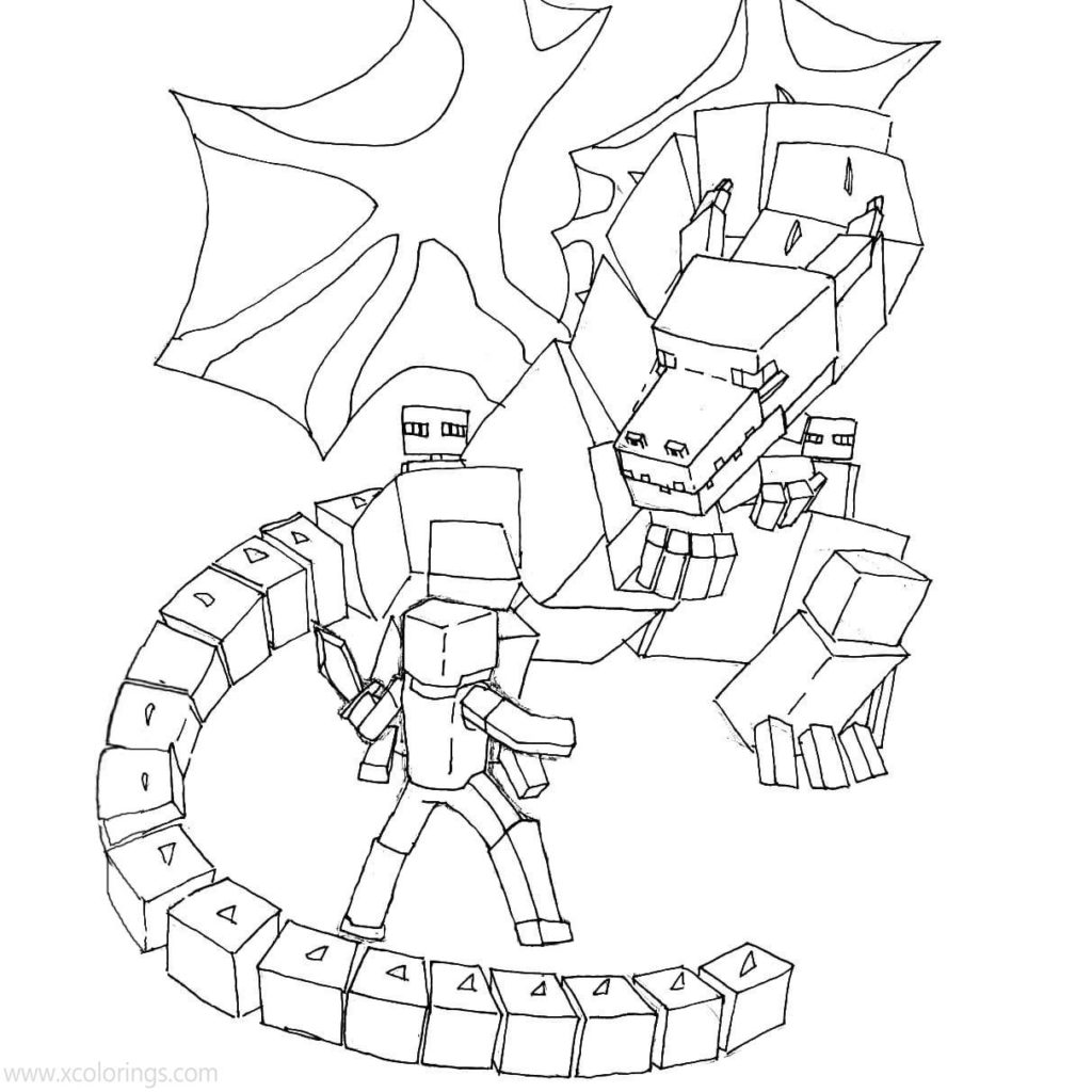 Ender Dragon Coloring Pages Line Drawing  XColorings.com