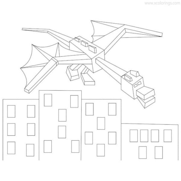 Ender Dragon Coloring Pages Line Drawing - XColorings.com