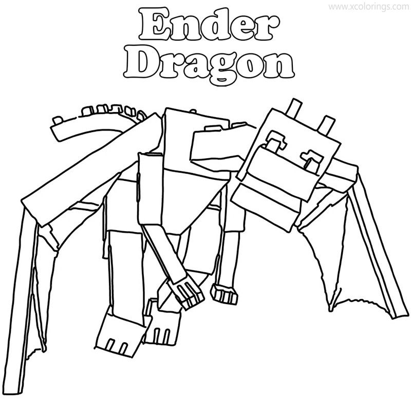 Ender Dragon Coloring Pages Line Drawing - XColorings.com