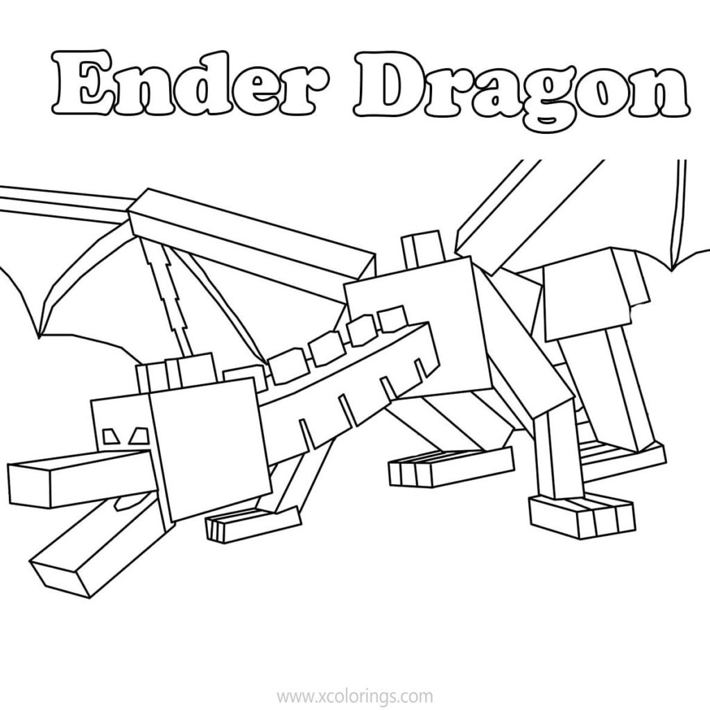 647 Simple Ender Dragon Coloring Page for Kindergarten