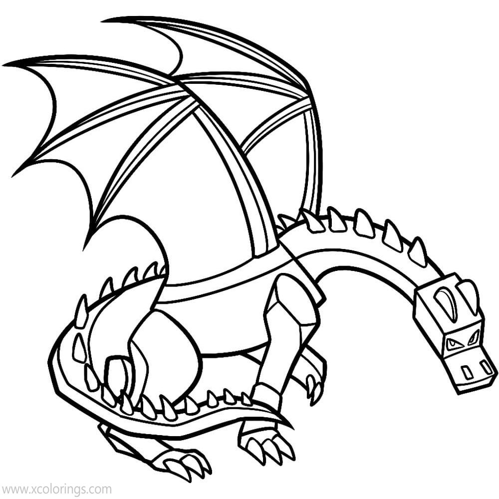 Ender Dragon Coloring Pages Clipart Black and White - XColorings.com